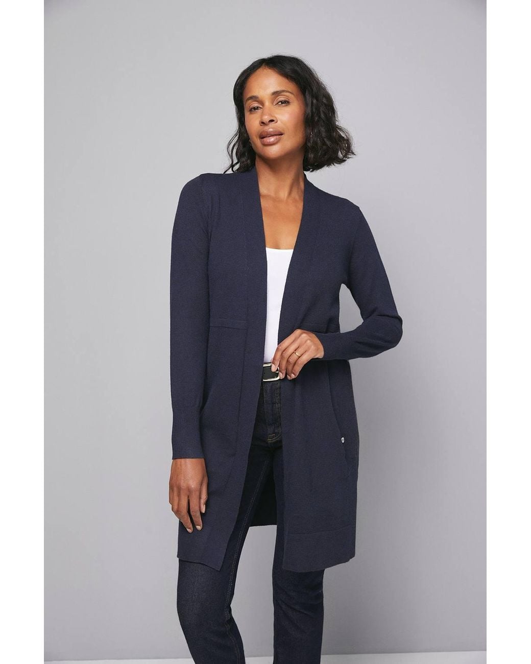Wallis Blue Longline Seam Cardigan