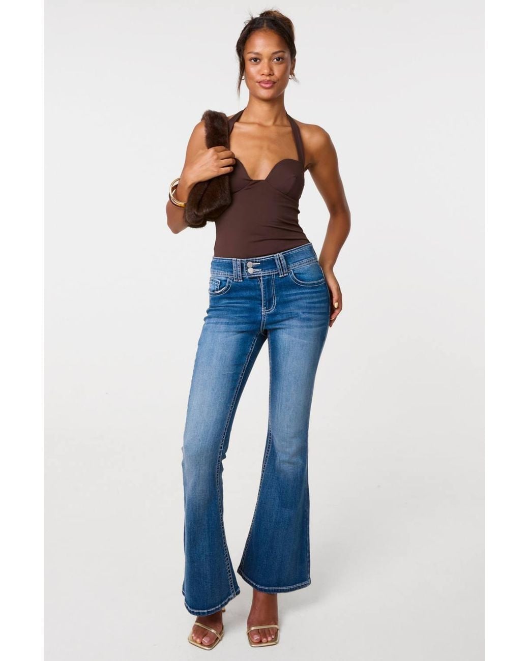 Pink Vanilla Brown Bra Cup Halter Neck Top