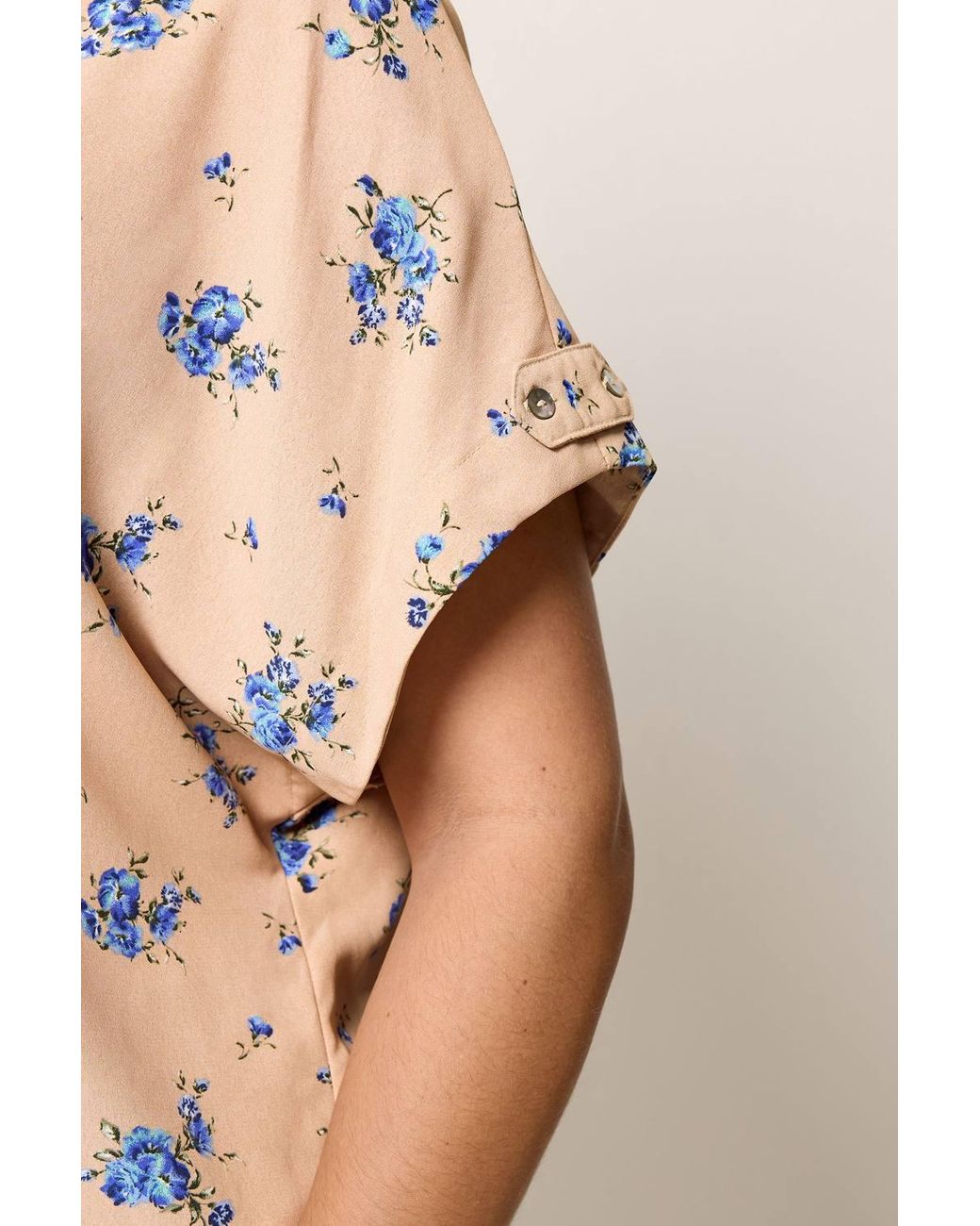 Yours Orange Floral Tab Sleeve Top