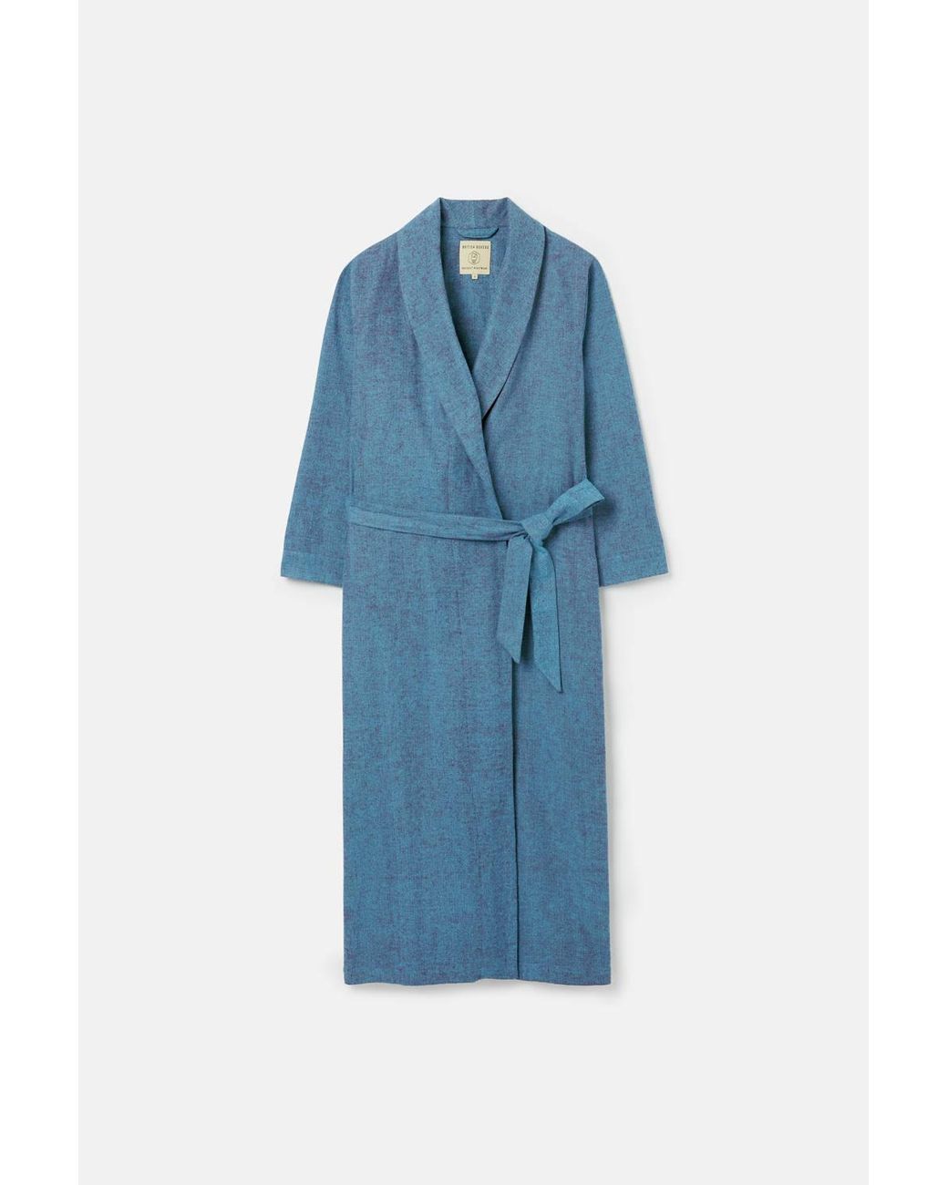 British Boxers Blue "Stornoway" Herringbone Brushed Cotton Dressing Gown