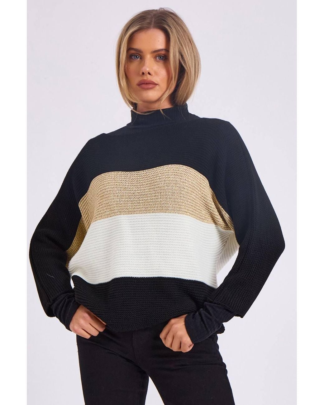 Gini London Blue Stripe Knit Oversized Jumper
