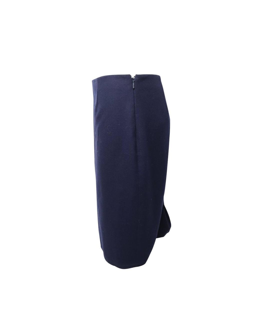 Carolina Herrera Blue Preloved Pencil Midi Skirt Wool