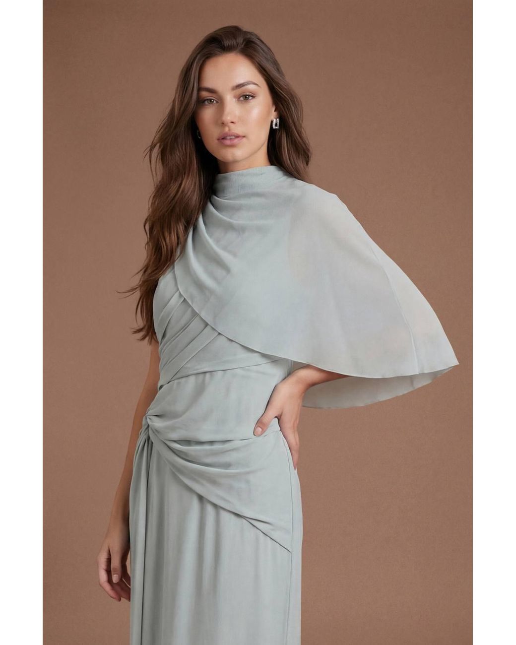 Coast Brown High Neck Drape Contour Collective Bridesmaid Dress