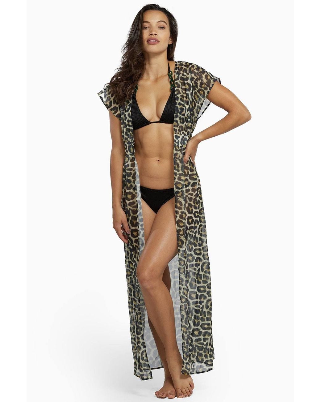 Wolf & Whistle Multicolor Leopard Print Maxi Beach Cover Up Dress
