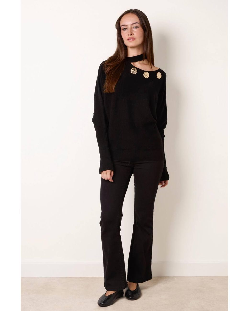 Blue Vanilla Black Long Sleeve Round Neck Jumper