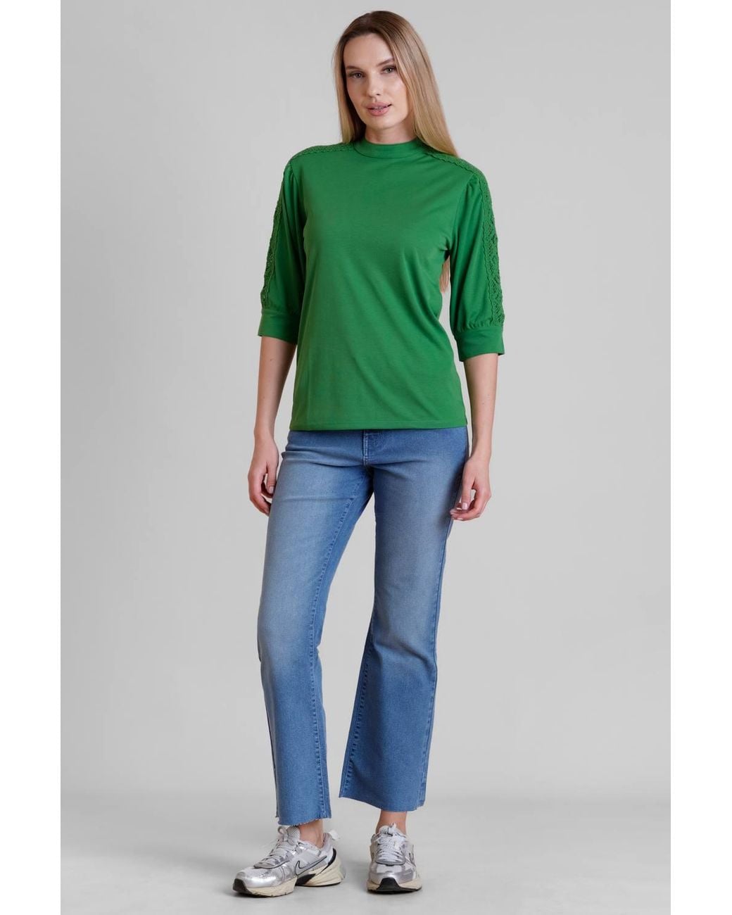 Enorsia Green Premium Lace Jersey Tops