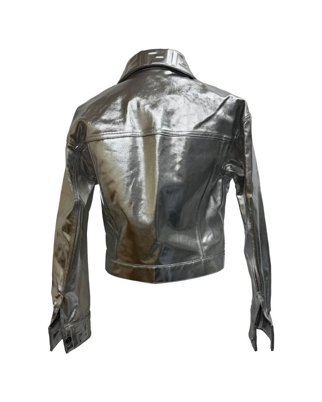 Fendi Gray Preloved Cropped Denim Jacket