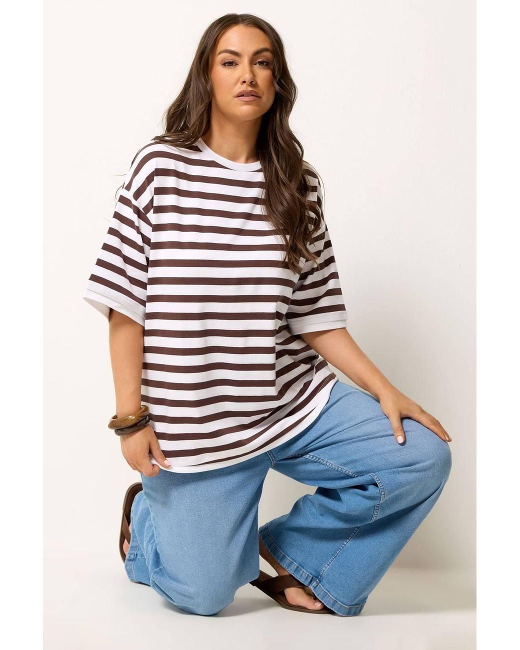 Yours Blue Stripe Oversized Ringer T-Shirt