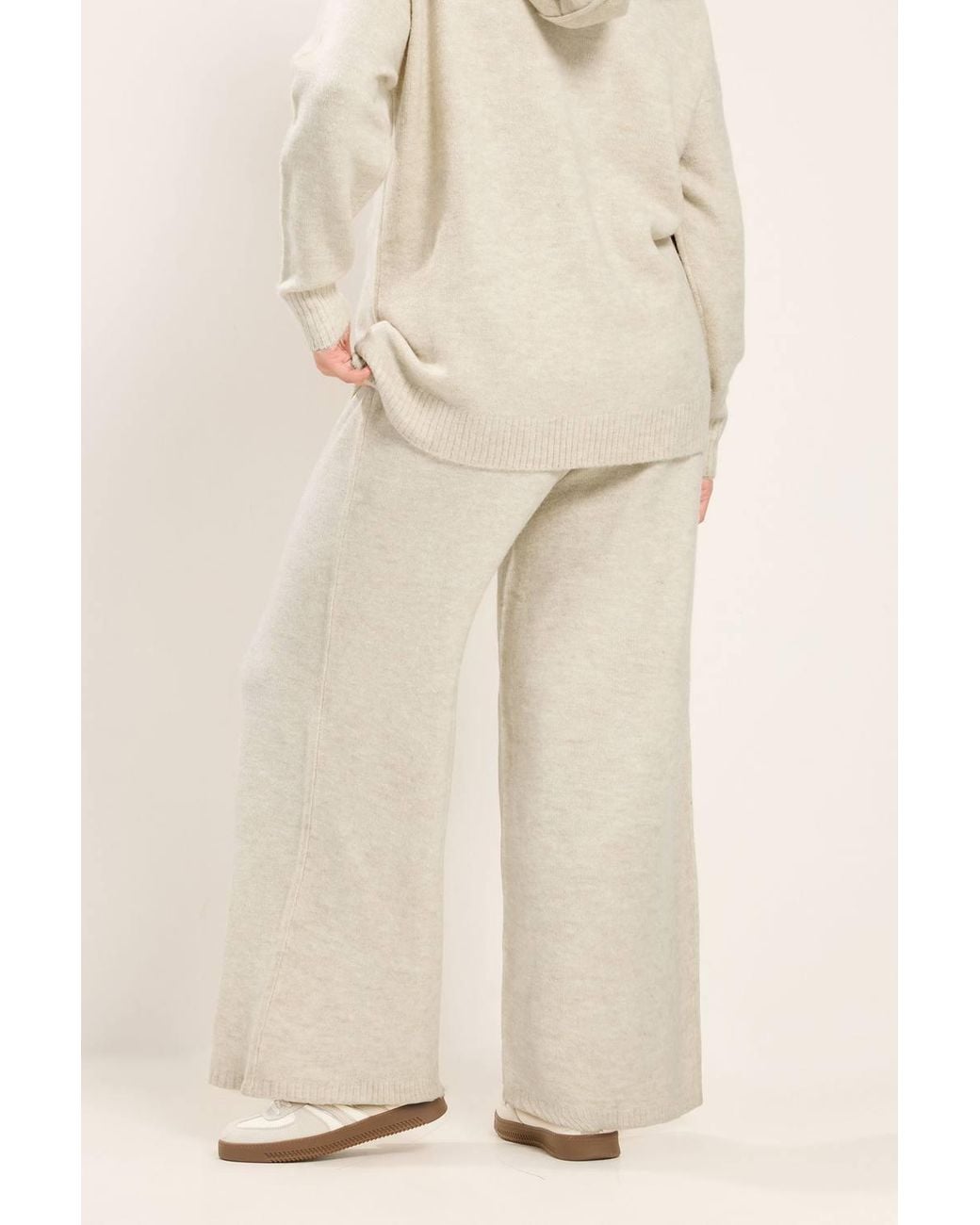 Yours Natural Knitted Wide Leg Trousers