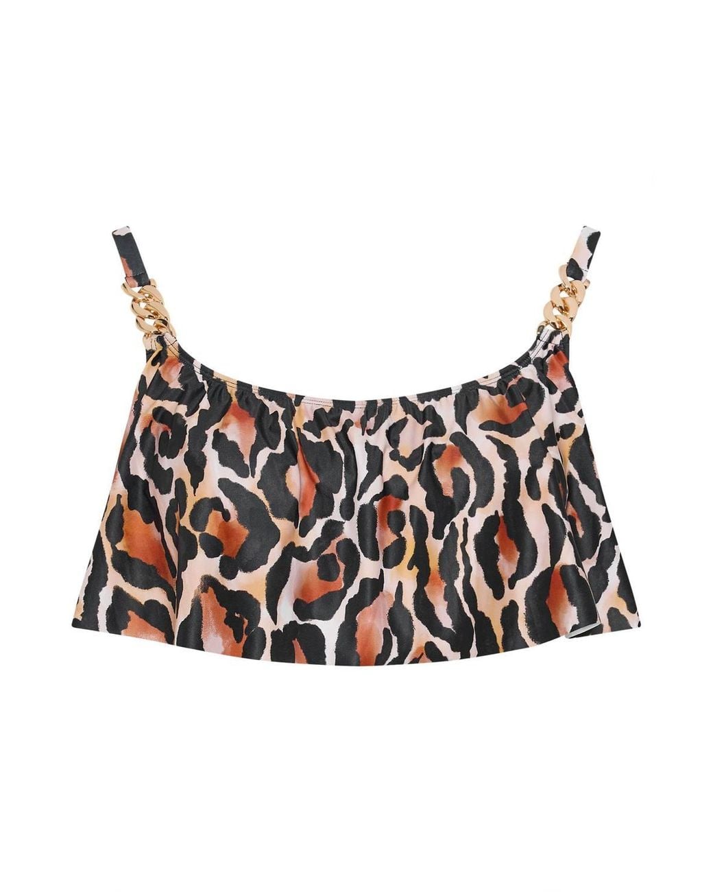 Yours Black Leopard Print Frill Bikini Top