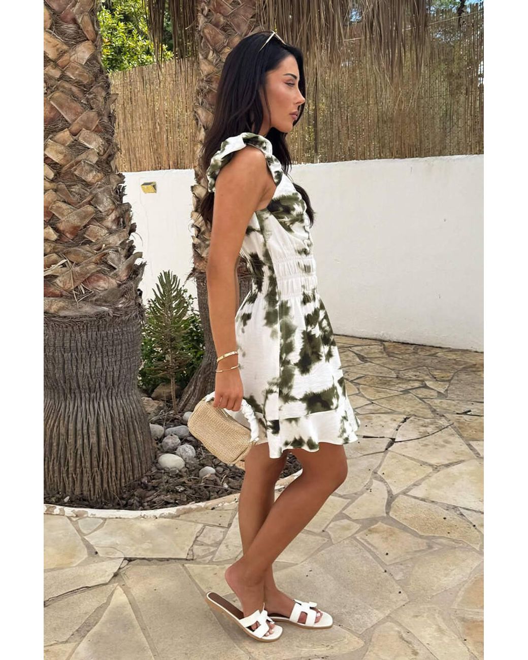 AX Paris Black Smudge Print Frill Hem Mini Dress