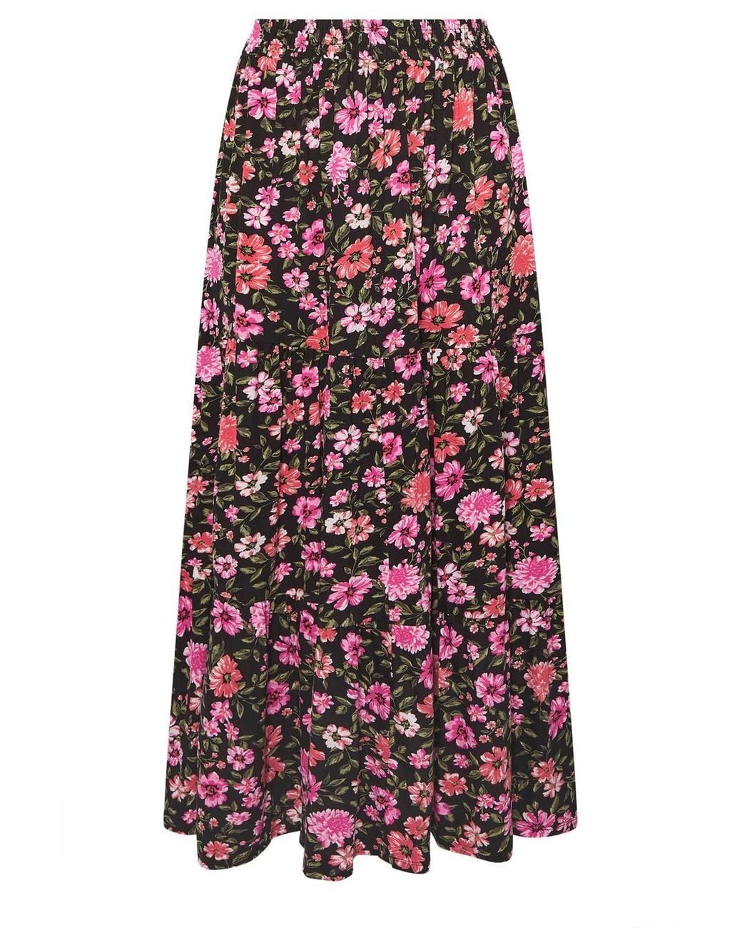 Yours Floral Tiered Maxi Skirt