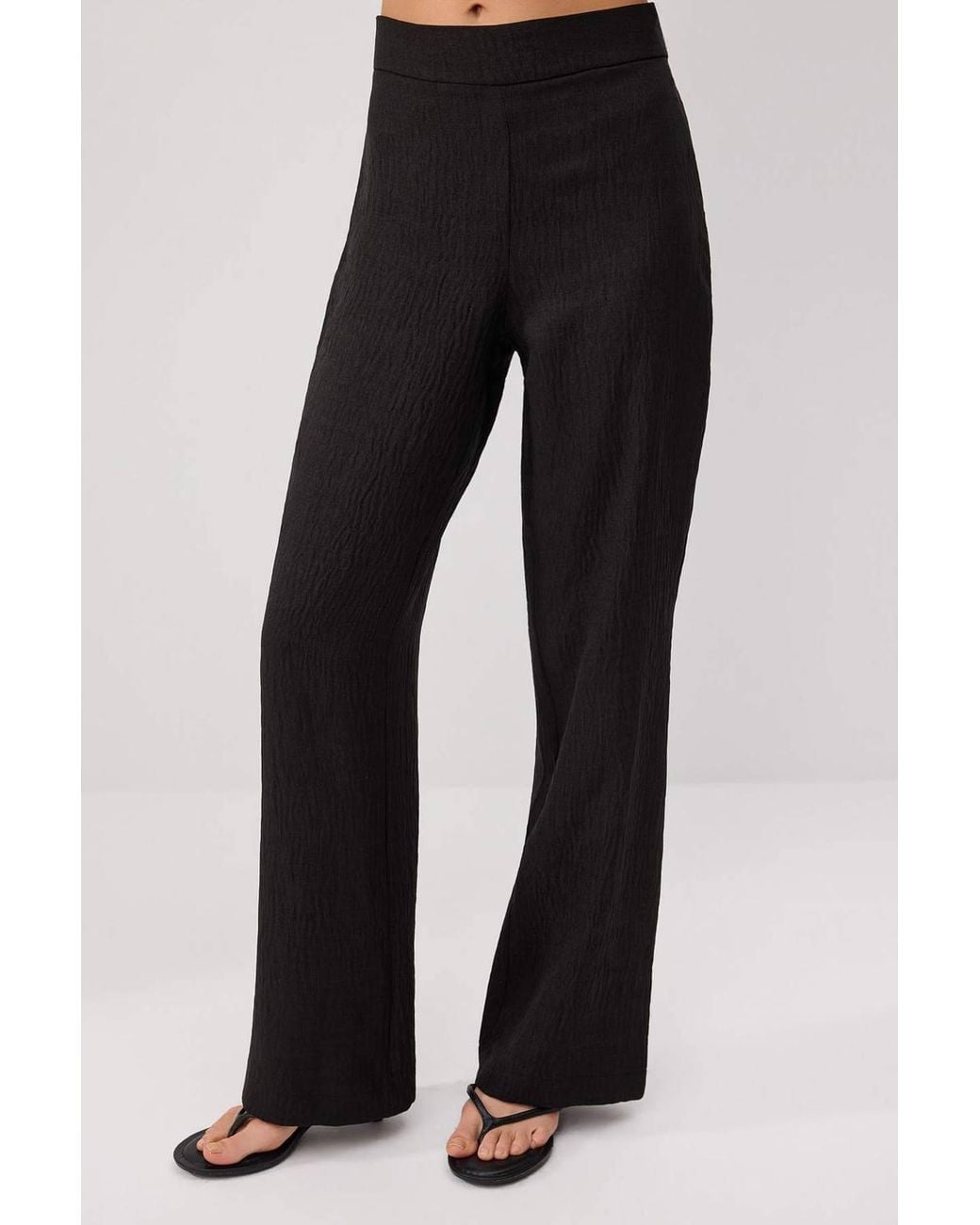 WOVCOR Black 2-Piece Boat Neck Fitted Blouse & Wide Leg Trouser Co-Ord