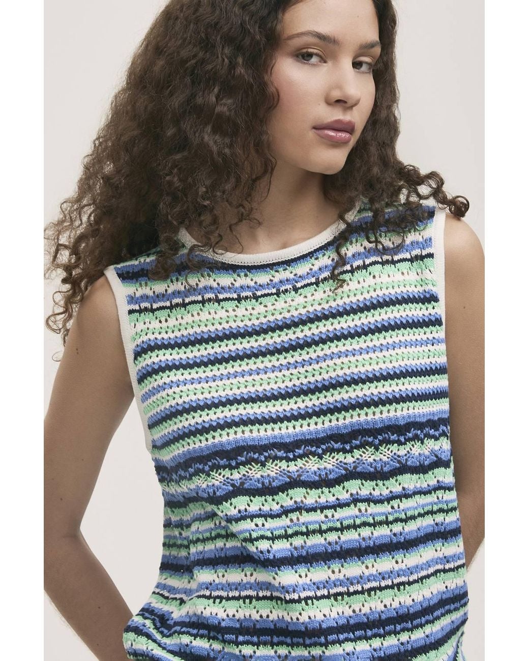 Finery London Blue Porsha Striped Knitted Vest