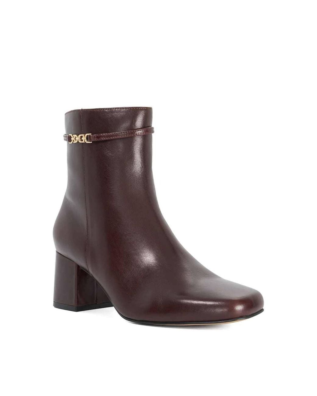 Dune Brown Wide Fit 'Oaklee' Leather Ankle Boots