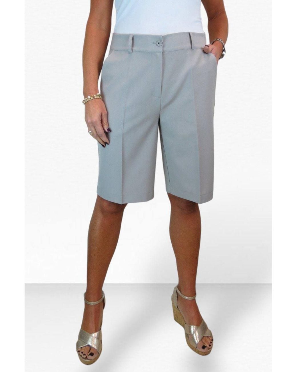 Paulo Due Blue Smart Pleated Tailored Shorts