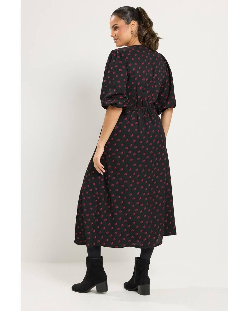 Yours Black Polka Dot Tea Dress