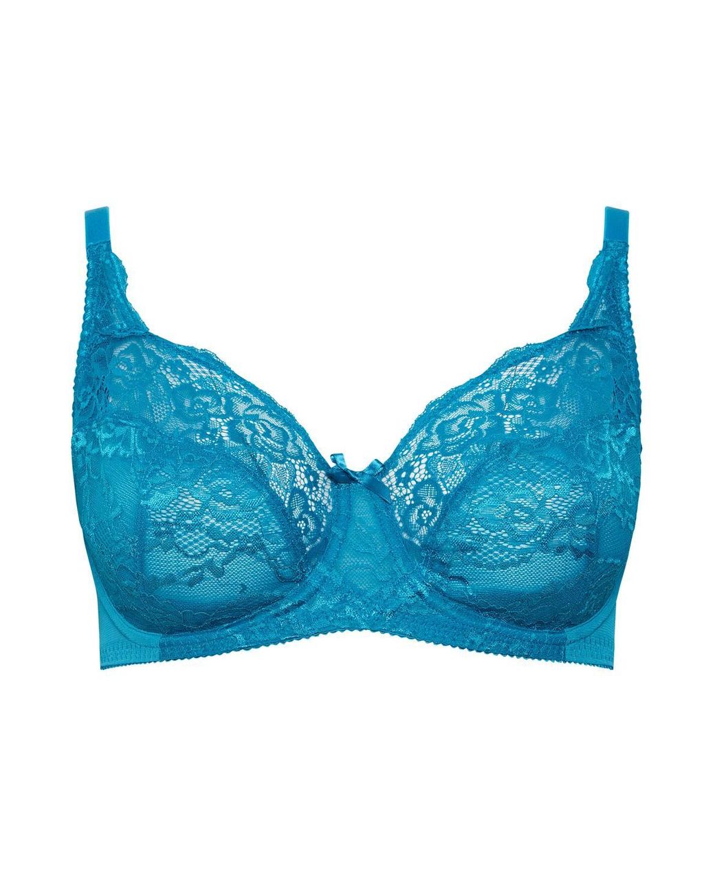 Yours Blue Stretch Lace Non-Padded Underwired Bra