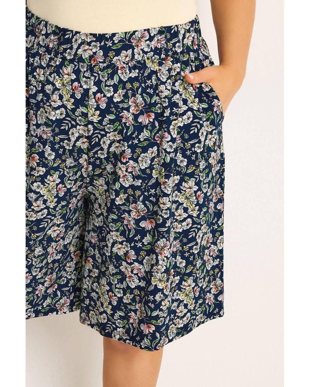 Yours Blue Ditsy Floral Shorts