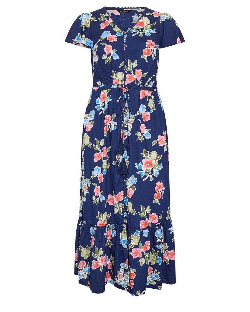 Yours Blue Floral Print Maxi Dress
