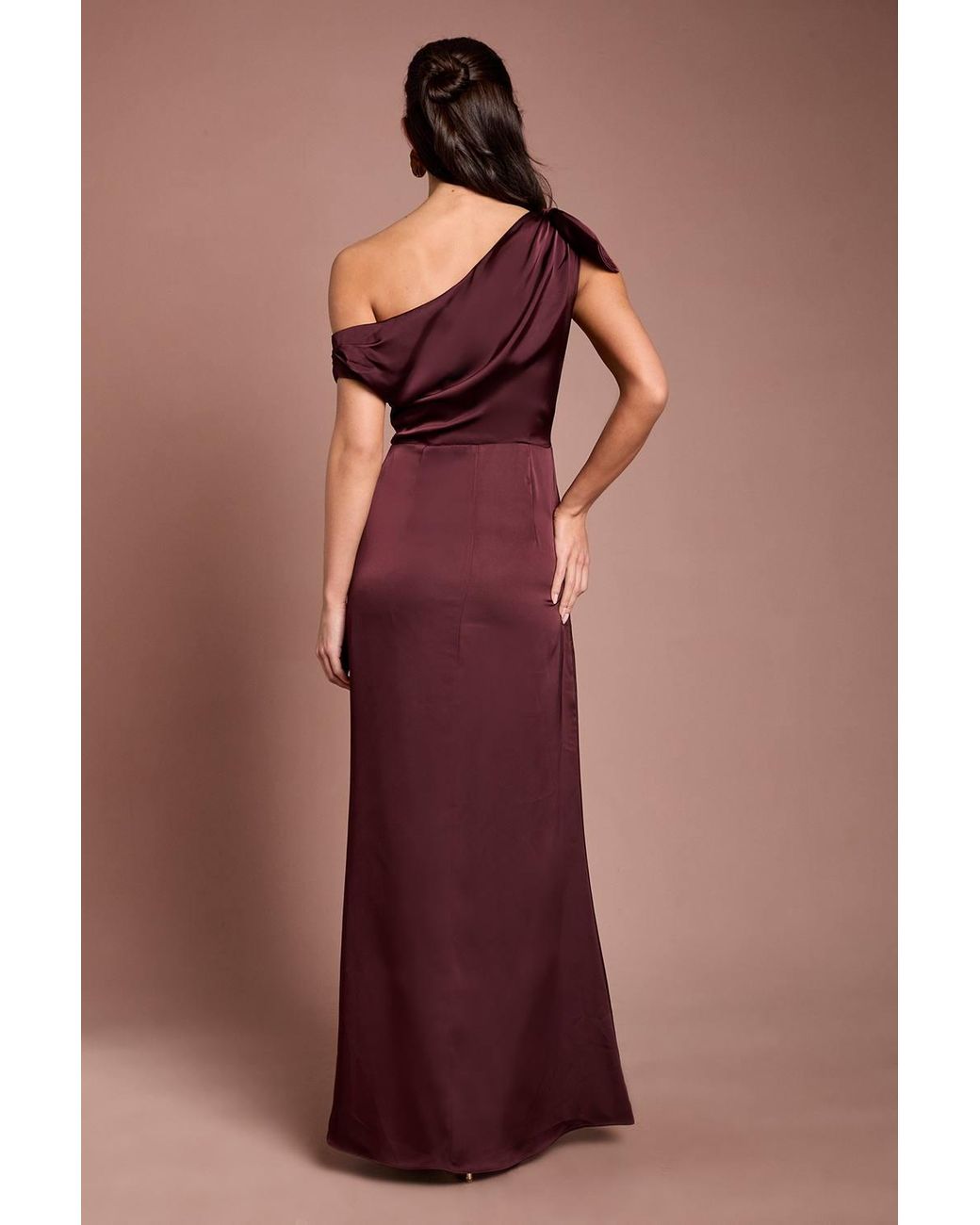 Coast Red Fallen Shoulder Bow Detail Bridesmaid Maxi Dress