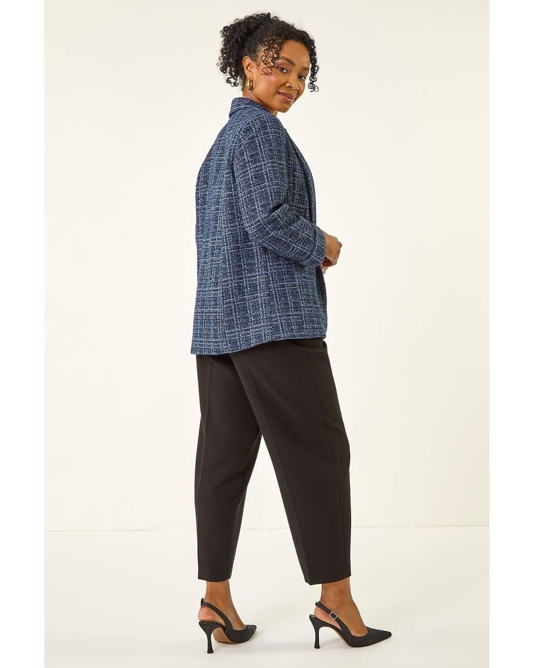 Roman Blue Petite Boucle Stretch Blazer