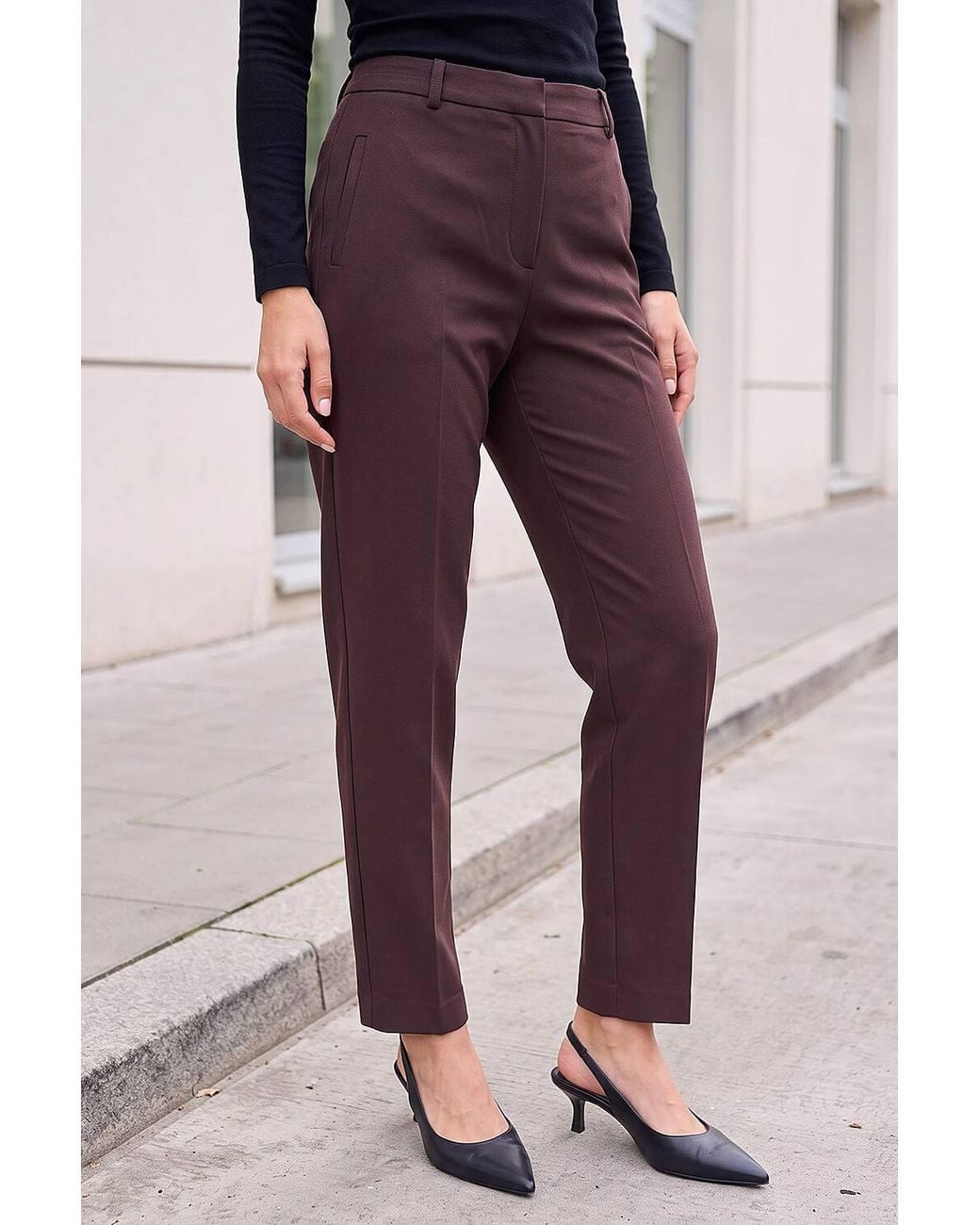 Roman Brown Straight Leg Stretch Trouser