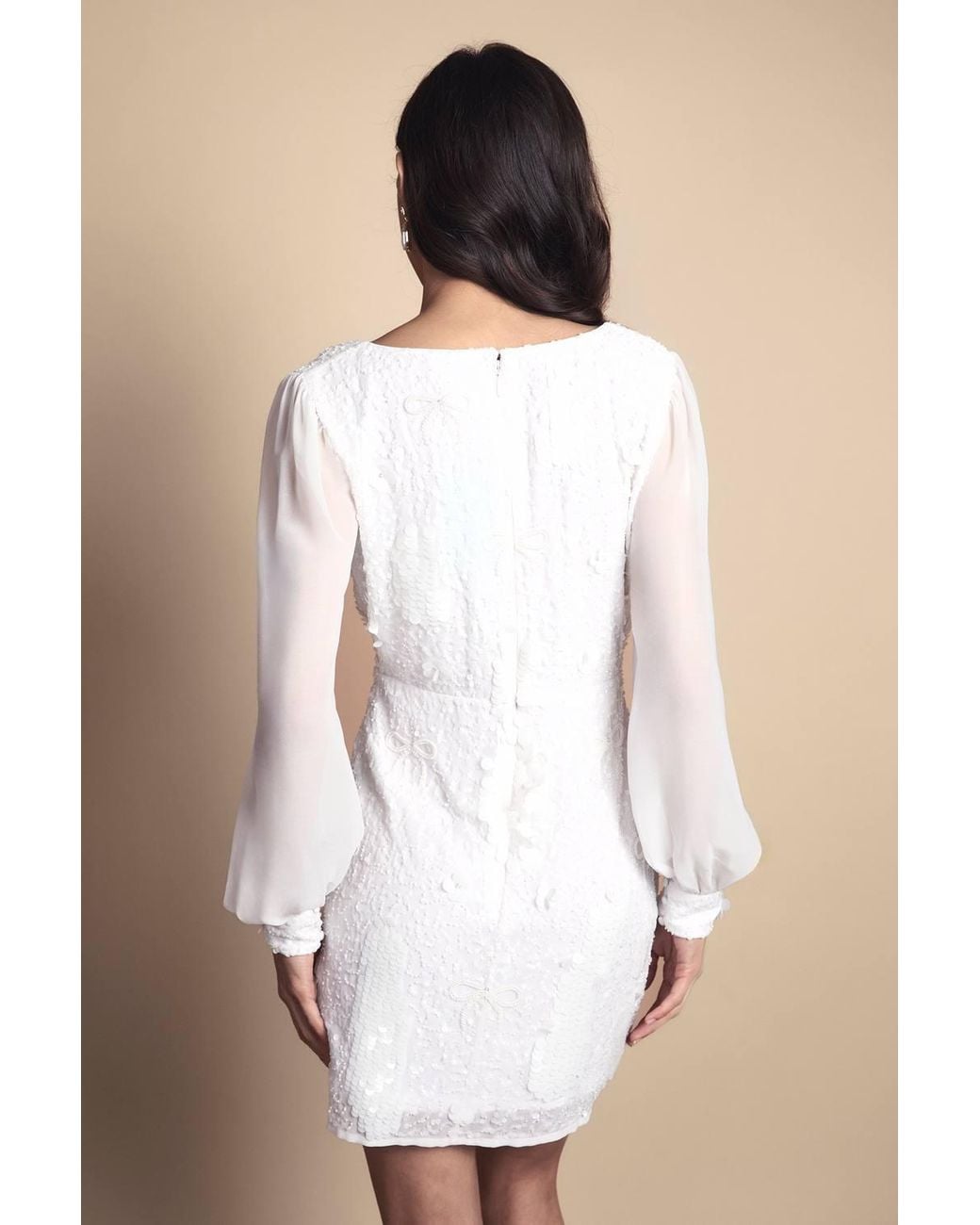 Coast Brown Bow Embellished Sleeve Mini Hen Dress