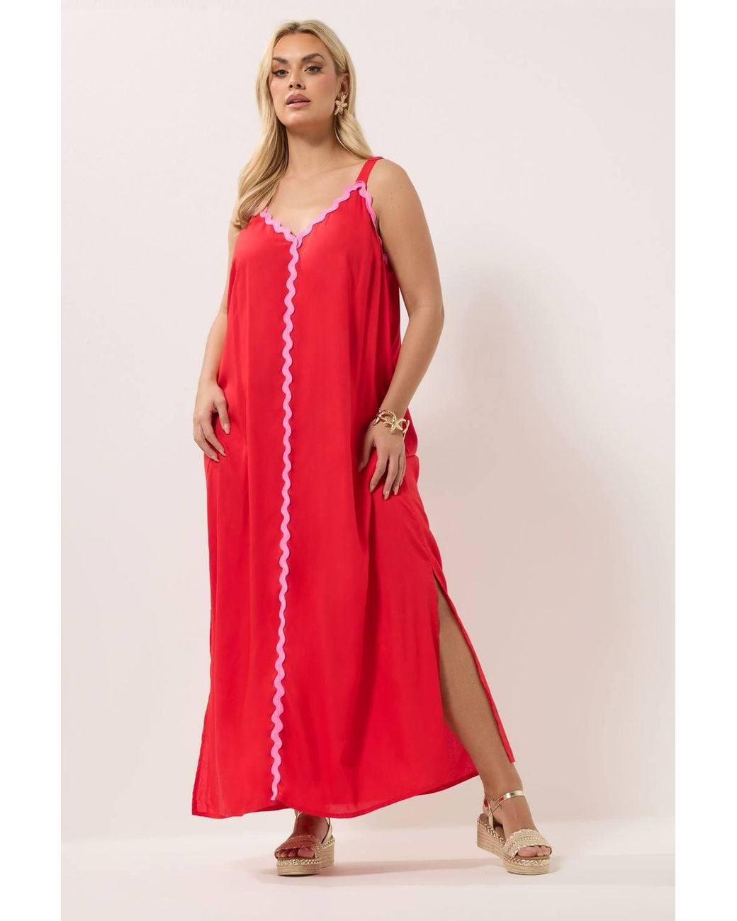 Yours Red Contrast Maxi Dress
