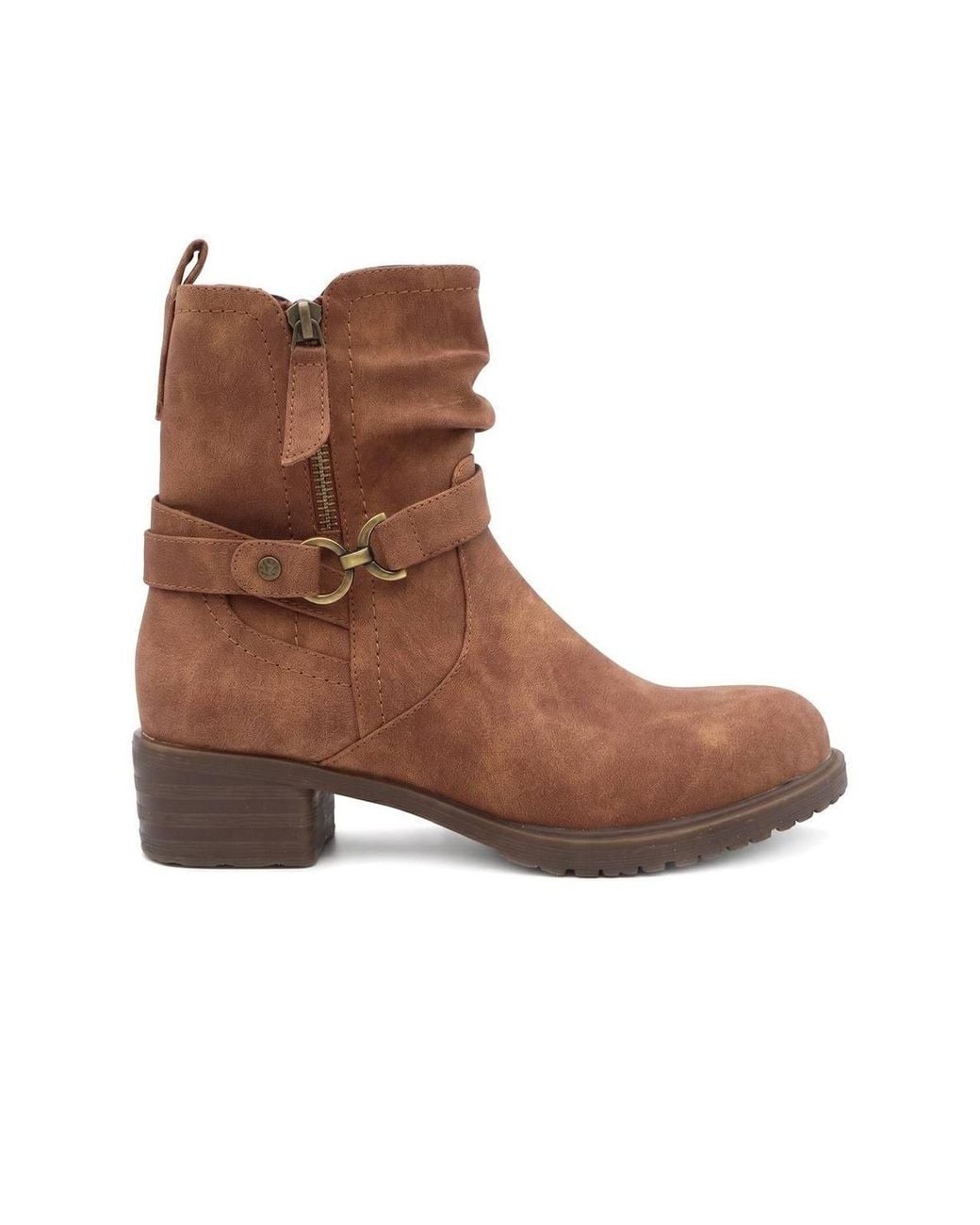 Pavers Brown Warm Lined Zip Fasten Calf Length Boots