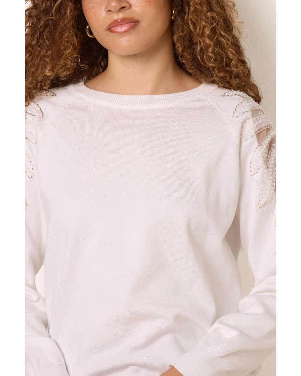 Blue Vanilla White Long Sleeve Round Neck Jumper