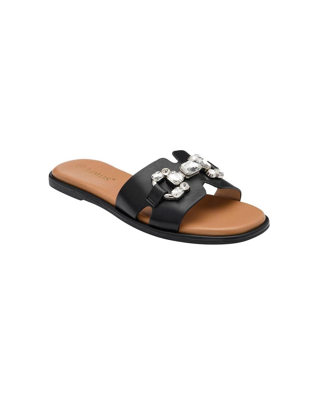 Lotus Black 'Agueda' Flat Mule Sandals
