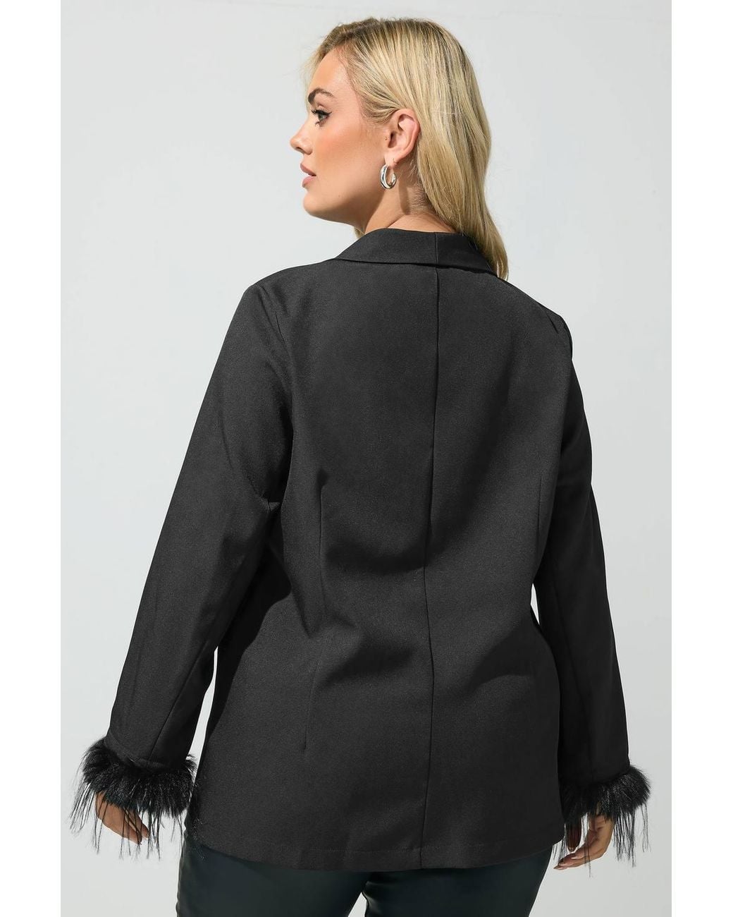 Yours Black Faux Fur Trim Blazer