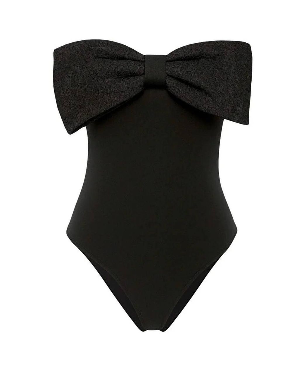 WOVCOR Black Strapless Bow Detail Structured Bodysuit