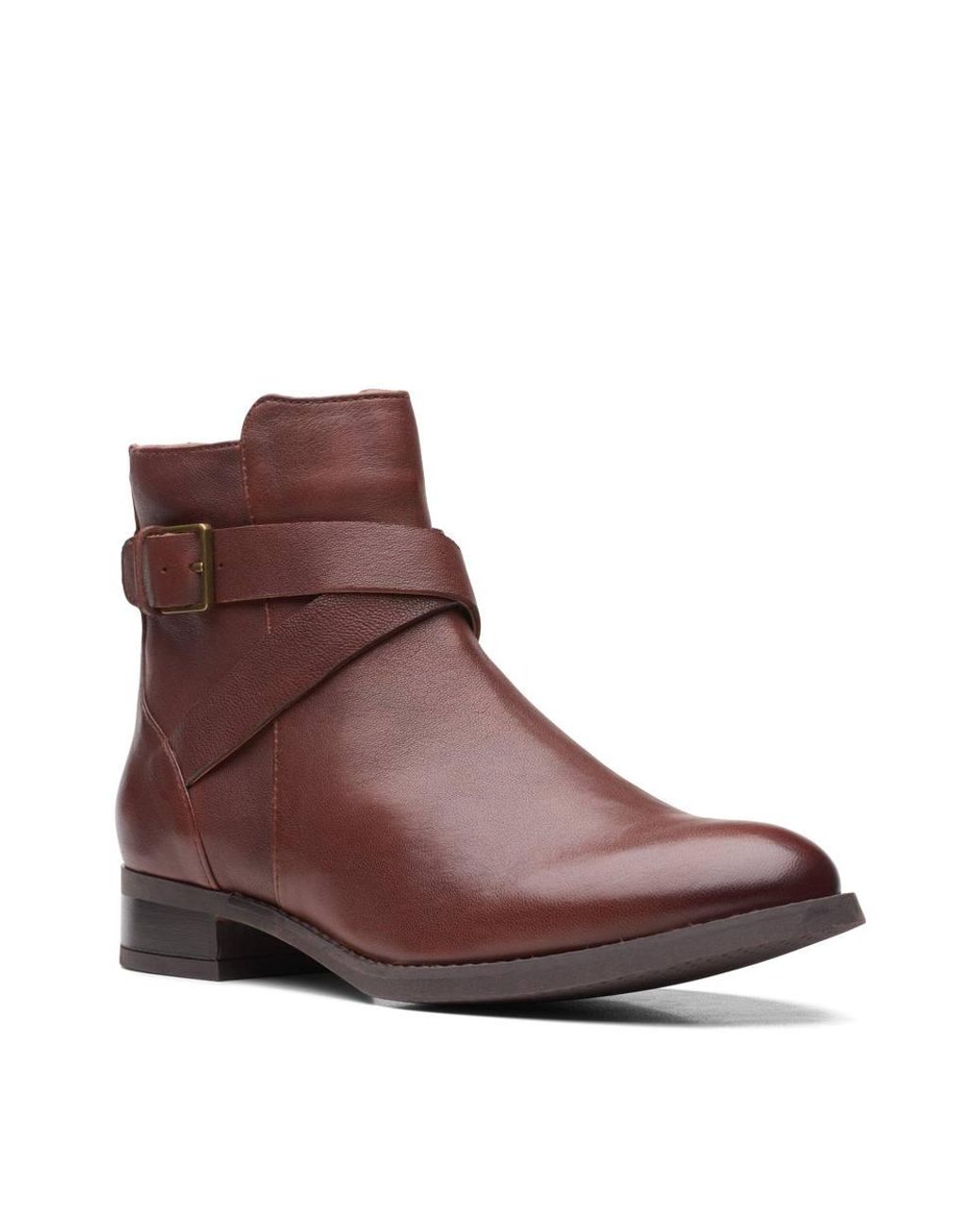 Clarks Brown Hamble Buckle British Tan Leather Ankle Boots