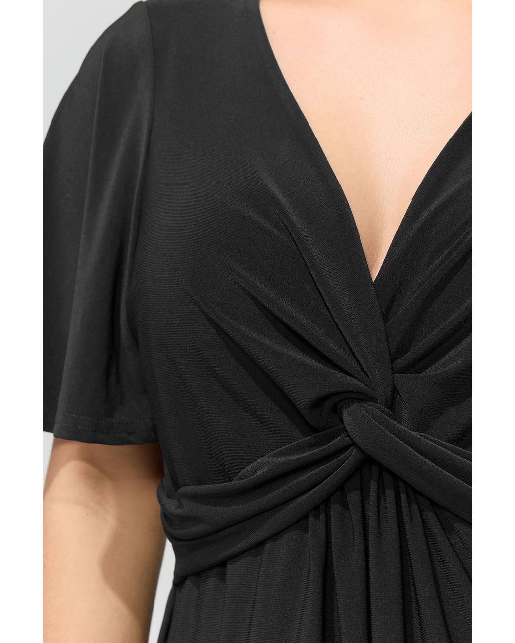 Yours Black Knot Detail Short Sleeve Top