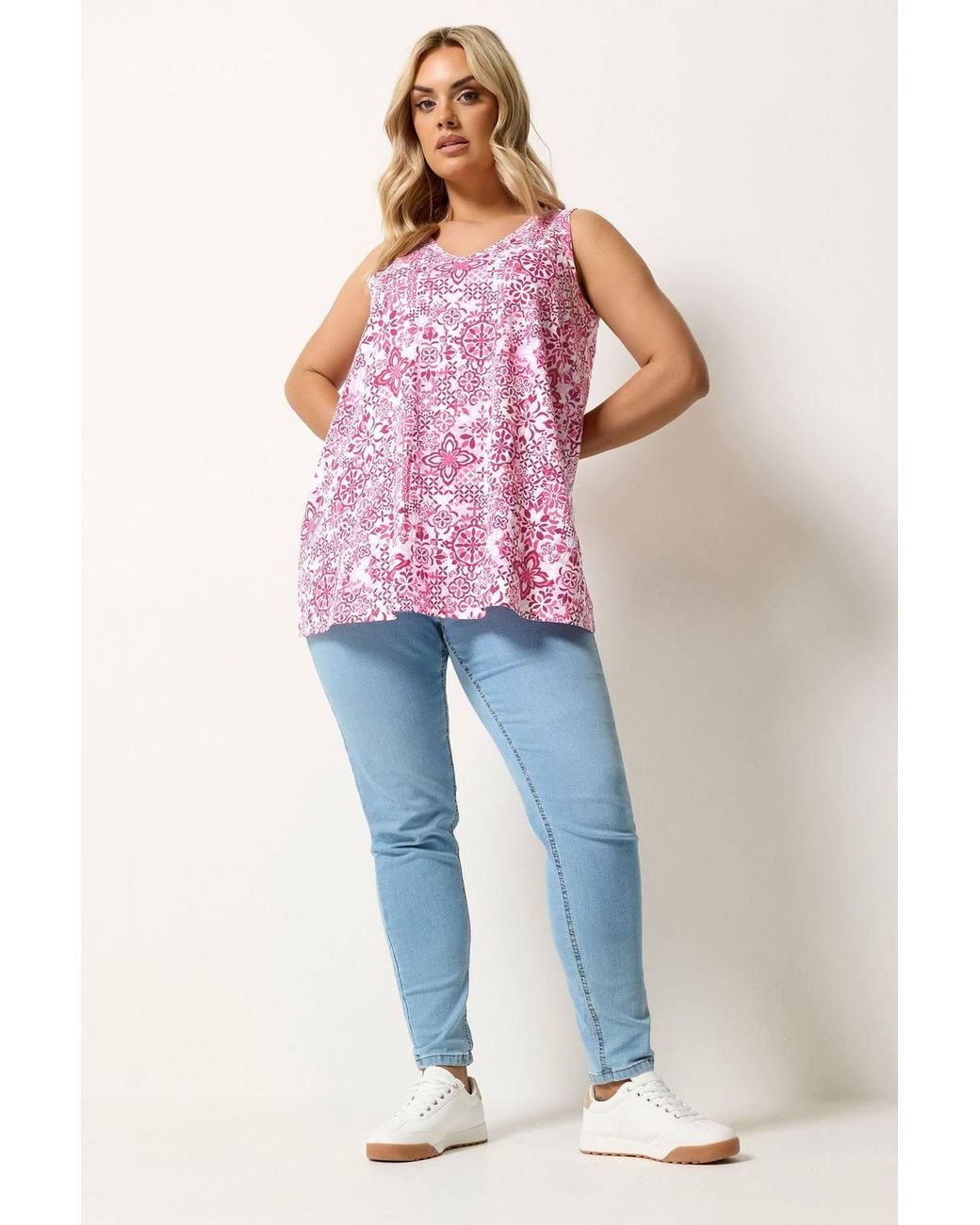 Yours Pink Tile Print Vest Top