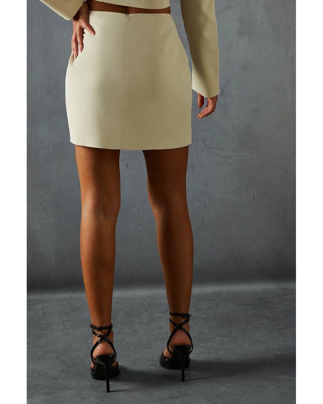 MissPap Gray Tailored Button Down Mini Skirt