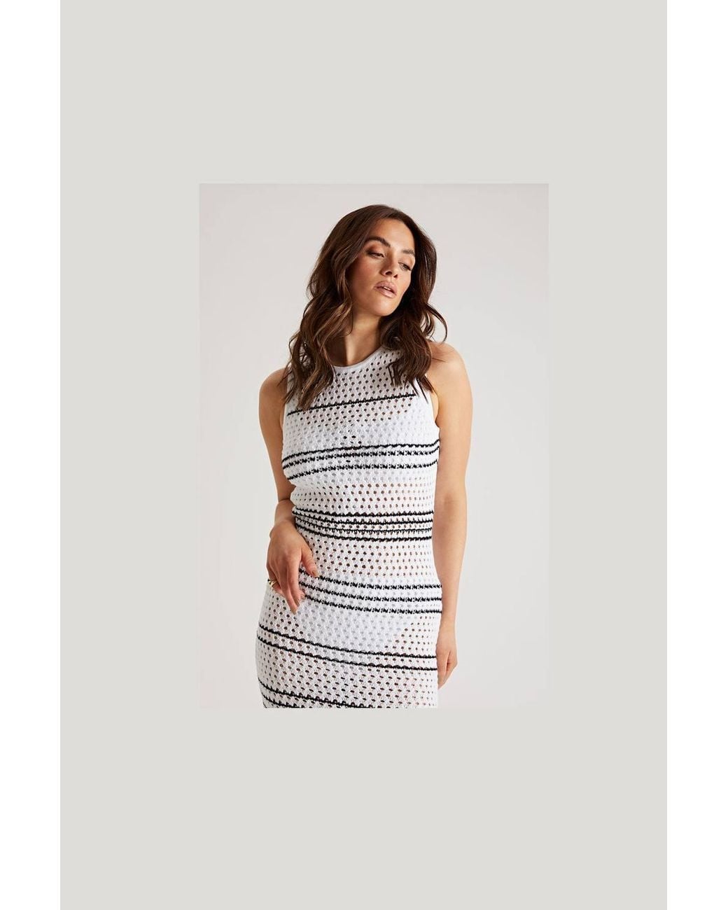 Urban Bliss White Stripe Pointelle Dress