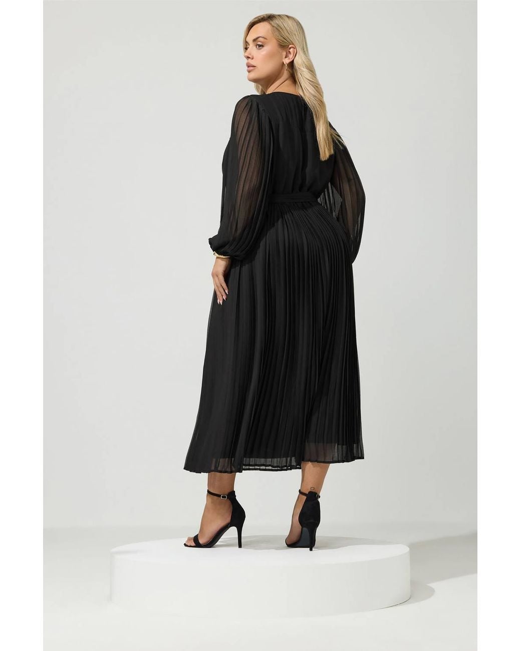 Yours Black Pleated Maxi Dress