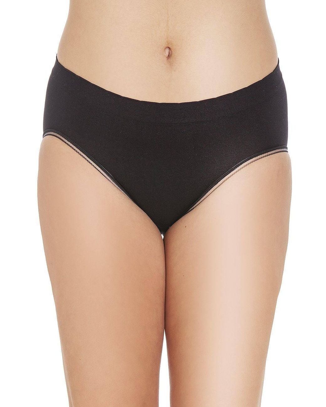 CAMILLE Black Three Pack Smooth Seamless High Leg Briefs