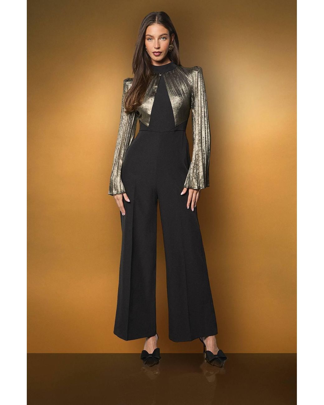 Coast Blue Metallic Kimono Sleeve Wide Leg Jumpsuit