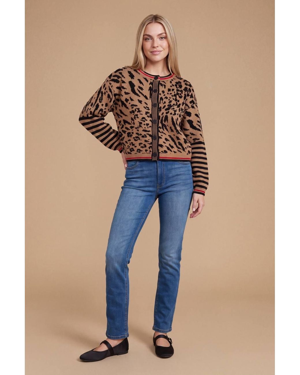 Dorothy Perkins Blue Button Up Crew Neck Cardigan