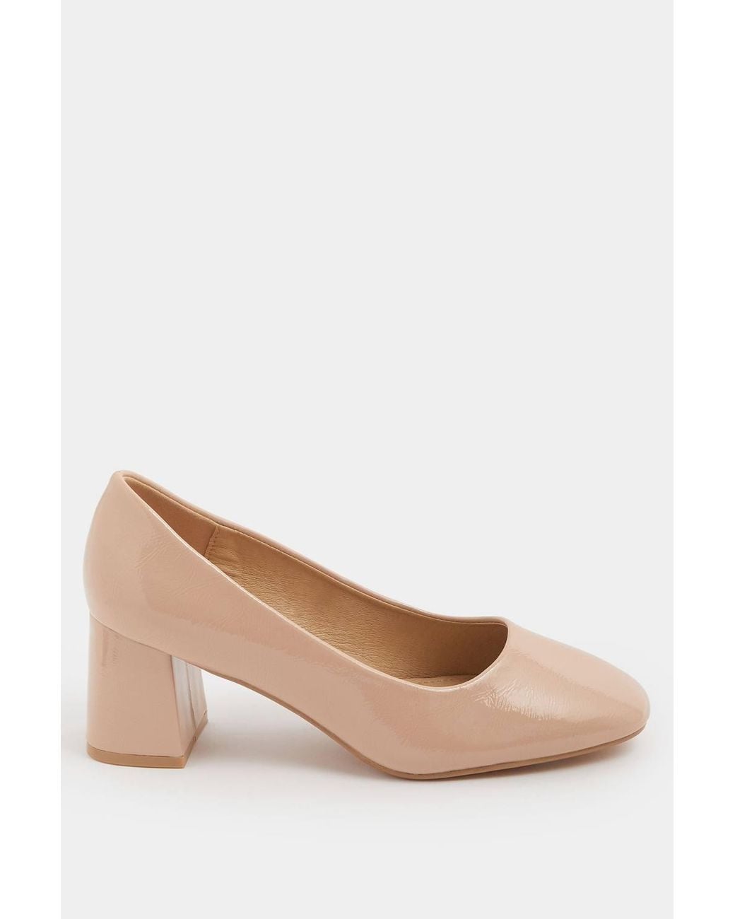 Yours Gray Faux Leather Block Heel Court Shoes