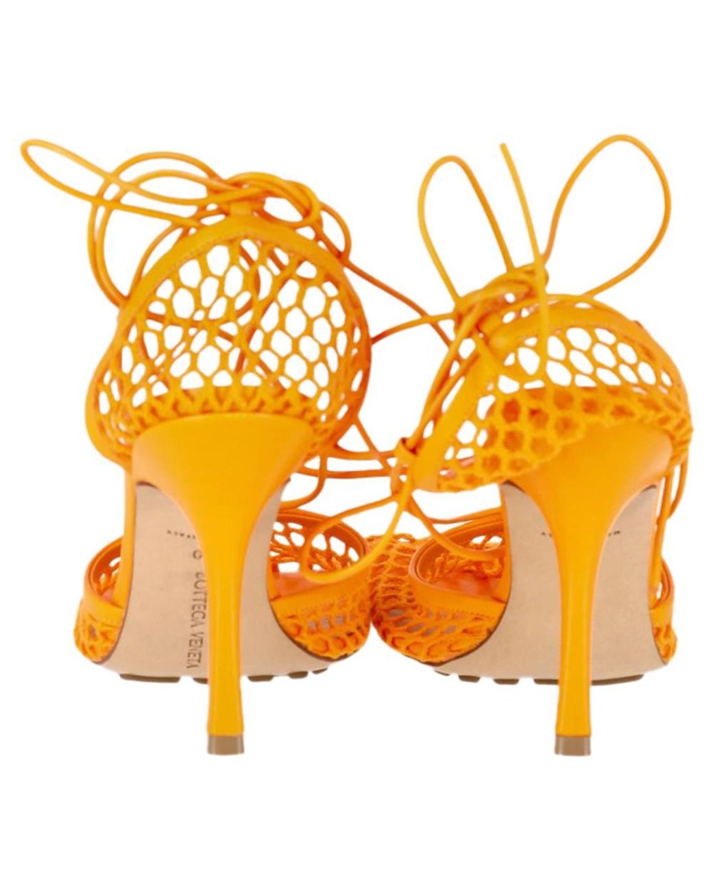 Bottega Veneta Yellow Preloved Stretch Lace Up Sandals