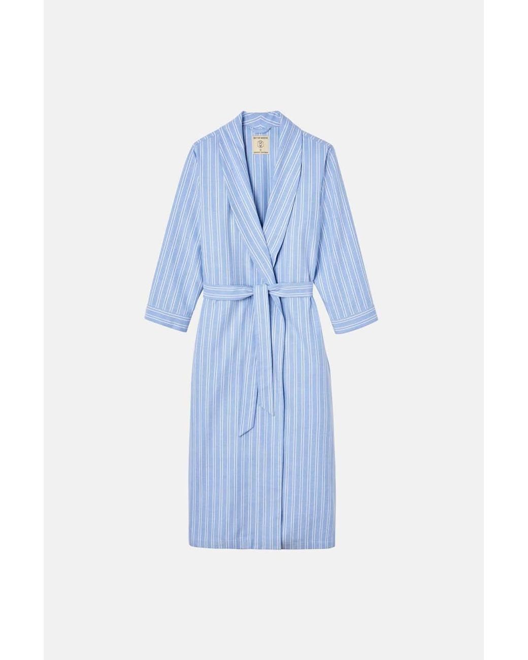 British Boxers Blue 'Westwood' Stripe Brushed Cotton Dressing Gown