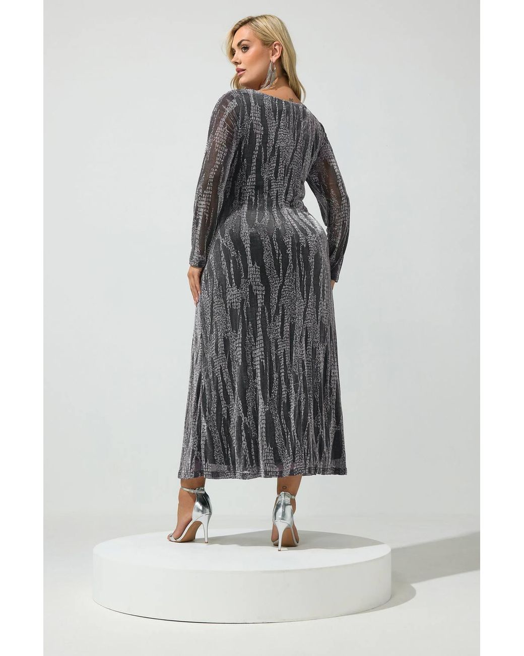 Yours Gray Metallic Knot Dress