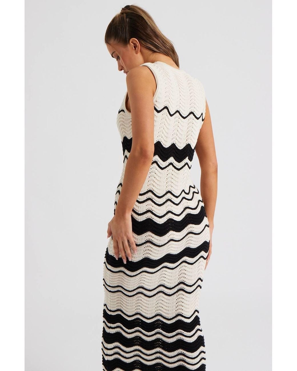 Urban Bliss White Zig Zag Pointelle Midaxi Dress