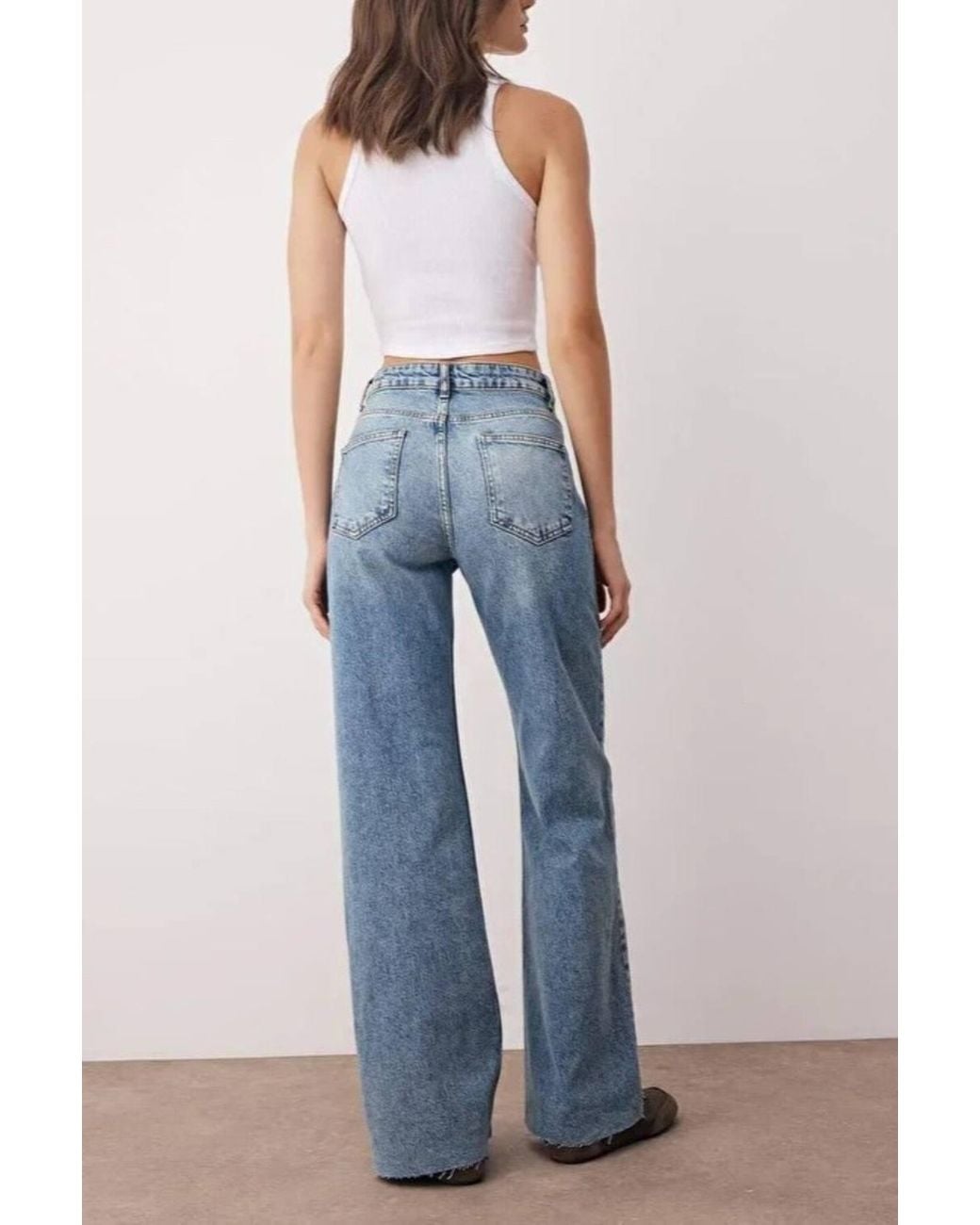 WOVCOR Blue High Waist Comfort Palazzo Wide Leg Jeans