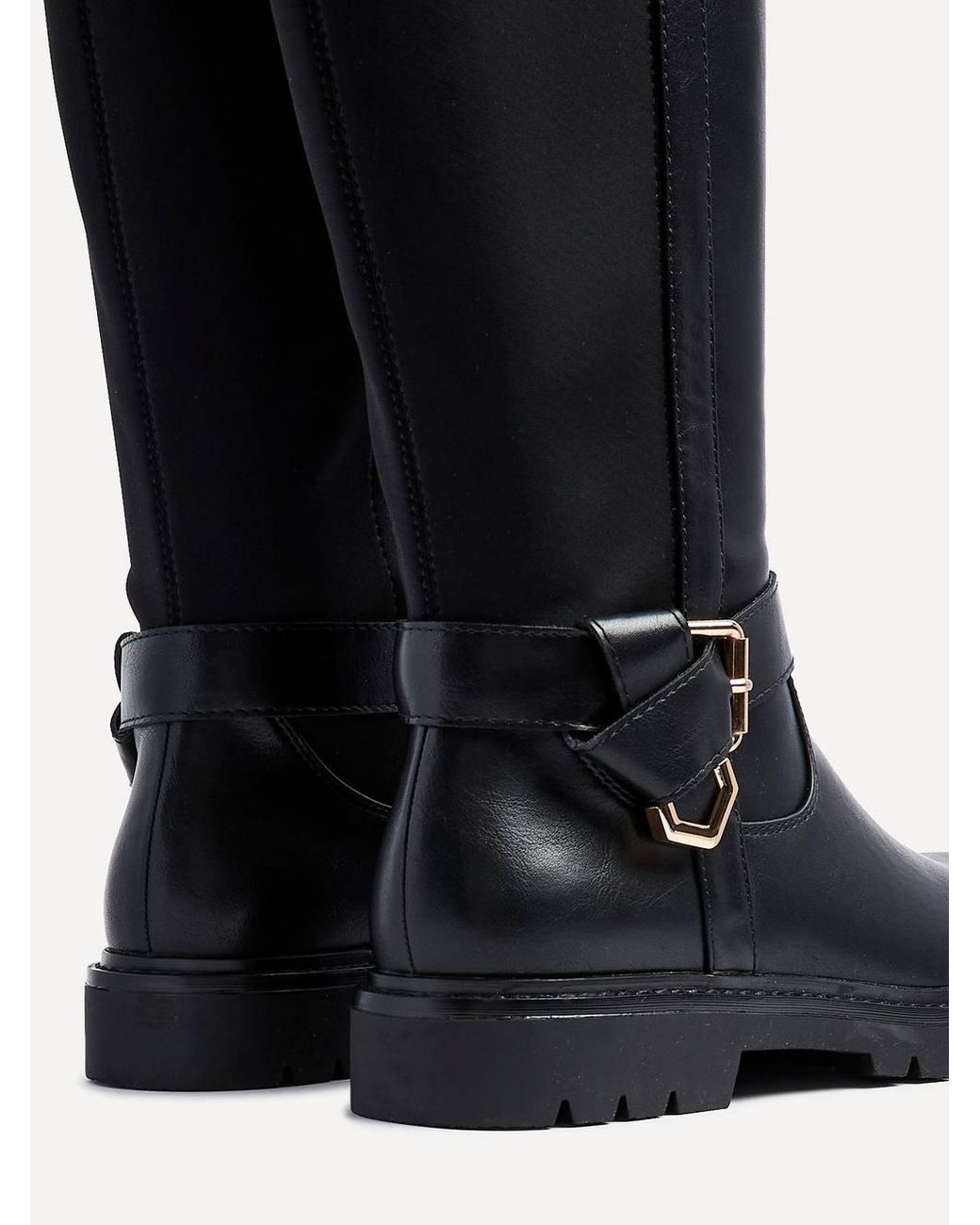 Linzi Black Regent Faux Leather High Leg Boot